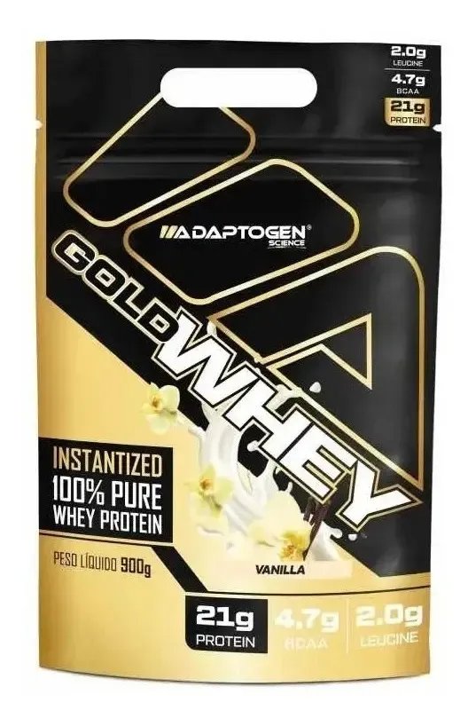 100% Gold Whey Refil Concentrado 900g - Adaptogen Science Sabor Baunilha