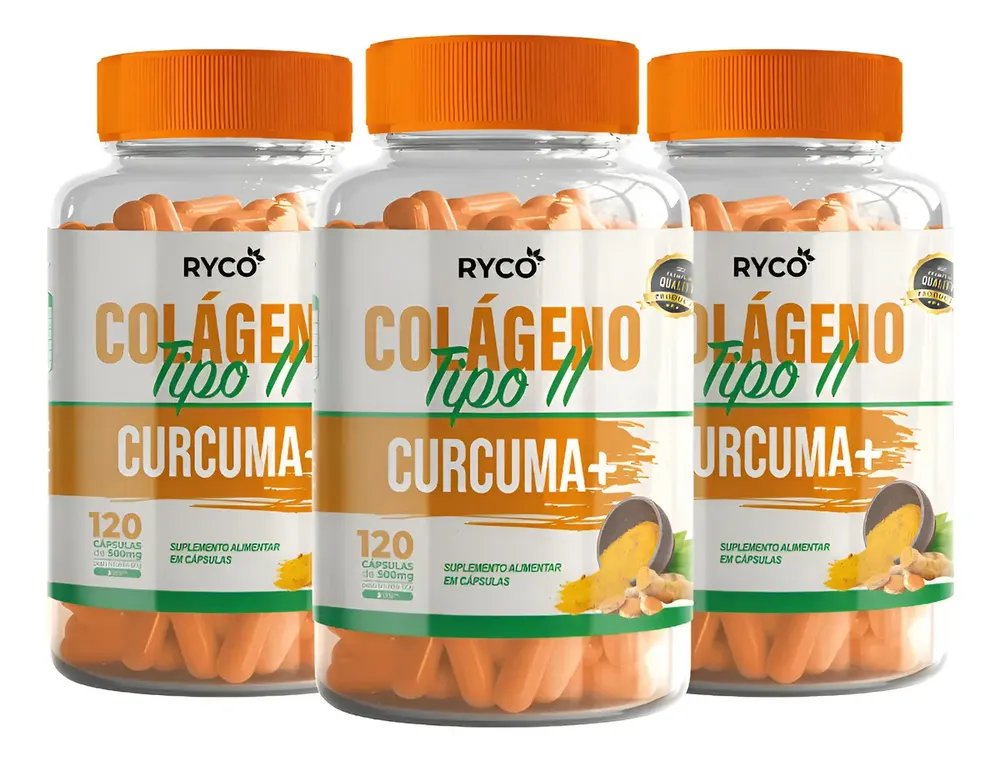 3x Cúrcuma + Colágeno Tipo 2 - 360 Cápsulas De 500mg Ryco