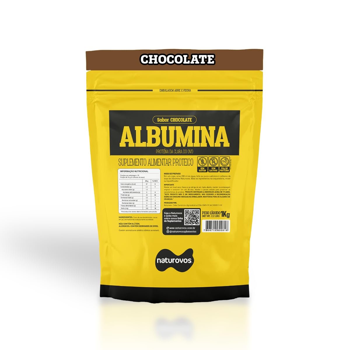 Albumina Chocolate 1Kg - Naturovos, Naturovos