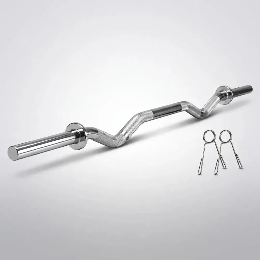 Barra Academia W Maciça 1,20m Cromada P/treino Musculação Stiff Scott Cor Cromo