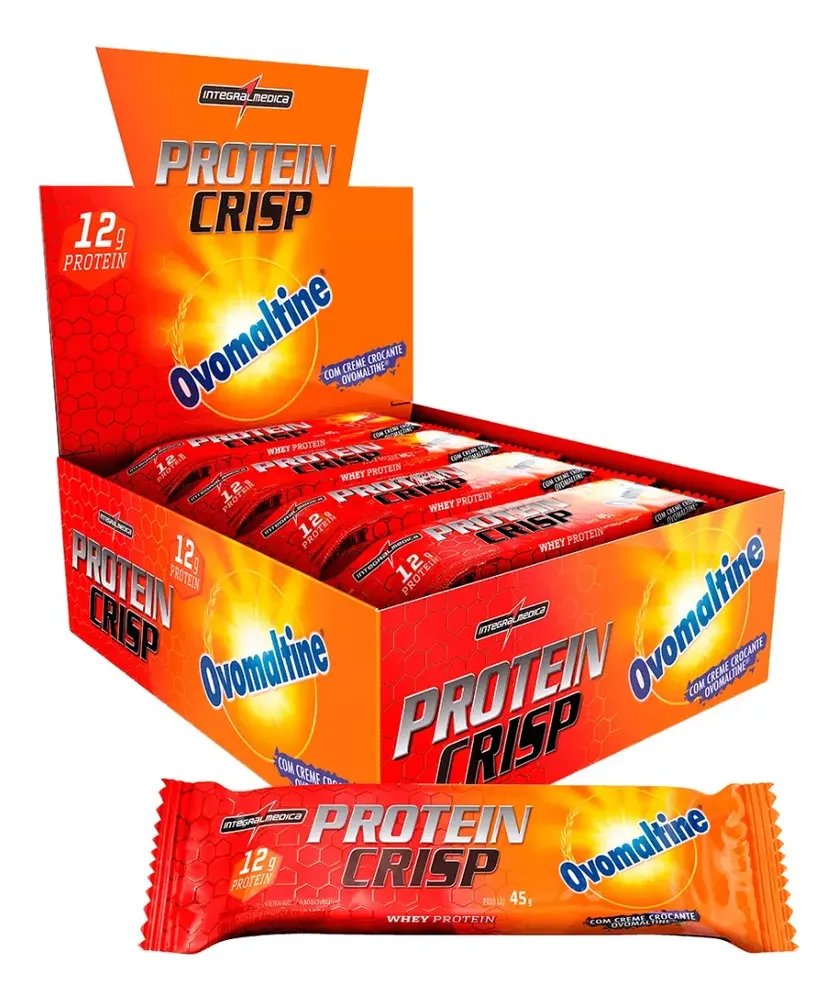 Barra de Proteína Integralmédica Crisp Bar sabor Ovomaltine x 45g de 12 un