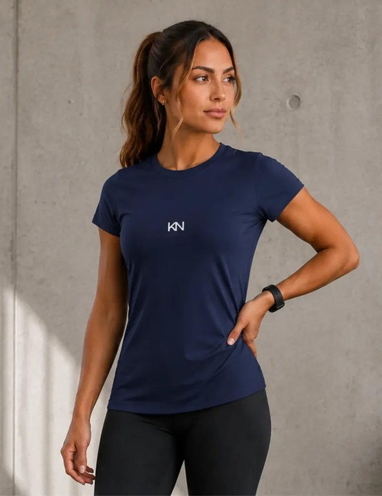 Camiseta Feminina Dry Fit Térmica Academia Fitness Koenig Azul-marinho Liso G