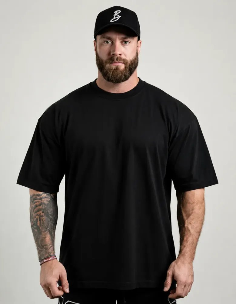 Camiseta Oversized Para Treino E Casual 100% Algodão Premium Preto G (56-76)