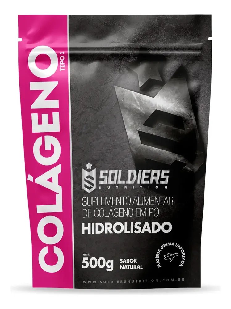 Colágeno Hidrolisado 500g Tipo 1 100% Puro Soldiers Nutrition Pele Articulação
