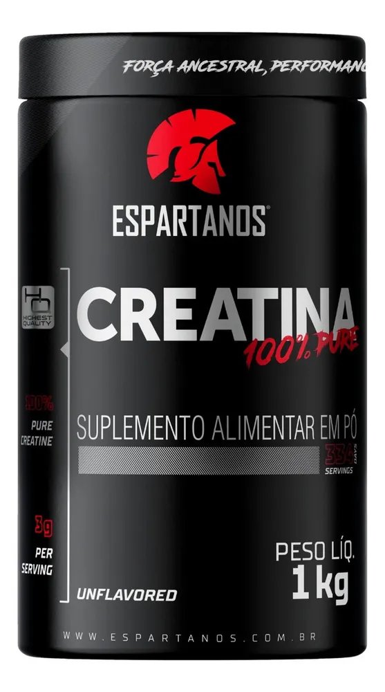 Creatina Pó 100% Pura Monohidratada Espartanos 1kg Aprovada Sabor Neutro