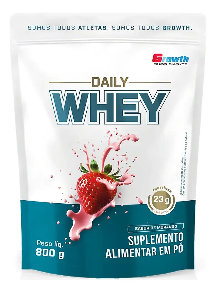 Daily Whey Protein 800g Growth Supplements Morango
