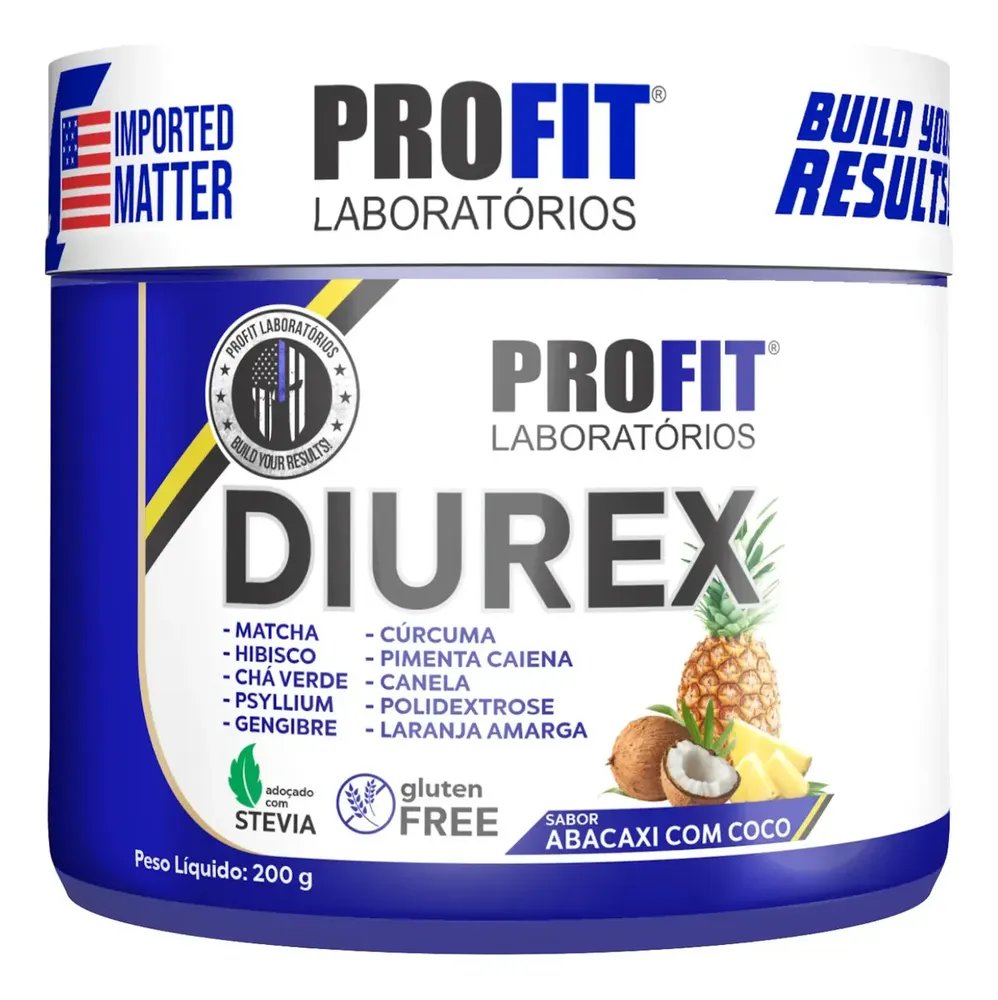 Diurex Chá Diurético Termogênico Detox 200g - Profit Sabor Abacaxi Com Coco