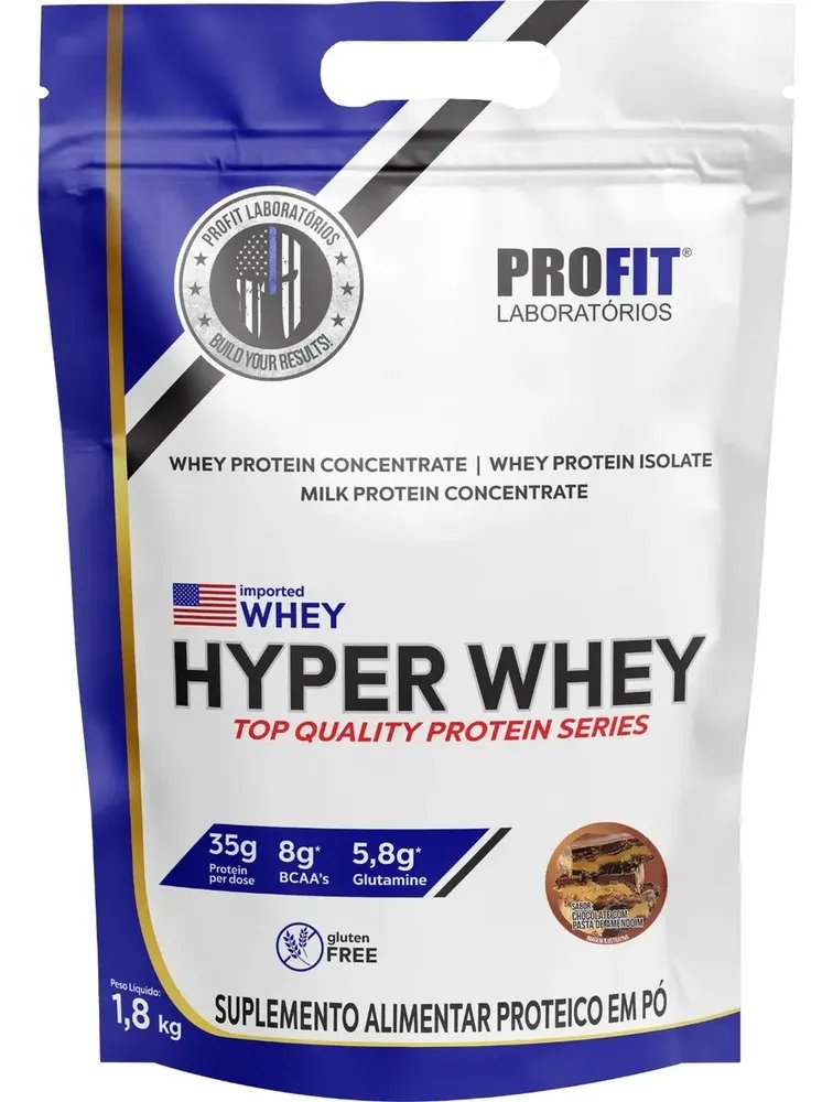 Hyper Whey Protein 1,8kg Isolado E Concentrado - Profit Labs Sabor Chocolate C/ Pasta De Amendoim