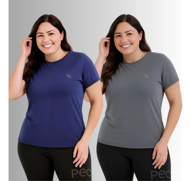 Kit 2 Camiseta Dry Fit Plus Size Fitness Feminina Academia