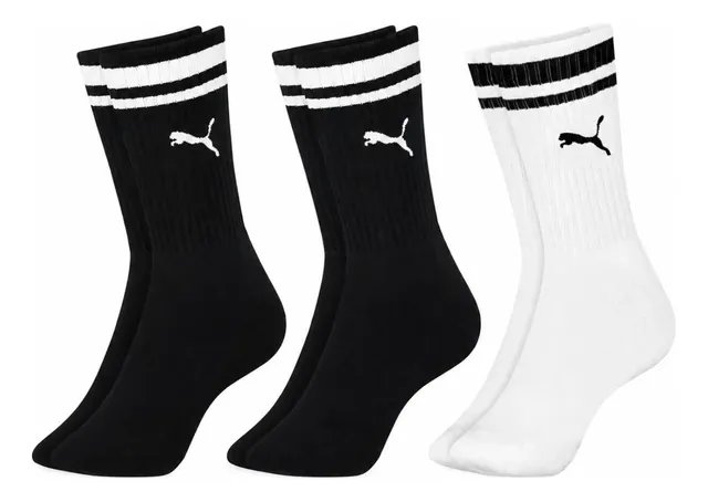 Kit 3 Pares Meias Puma Cano Alto Longo Academia Original