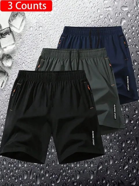 Kit 3 Shorts Esportivos Plus Size Masculino Secagem Rápida