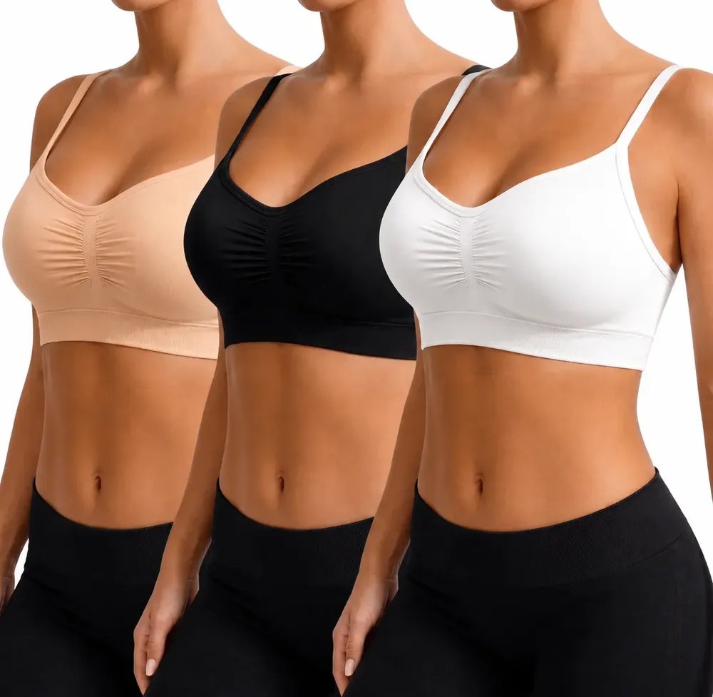 Kit 3 Top Sutiã Sem Costura Com Alça Ajustável Sensual Macio Sortidas