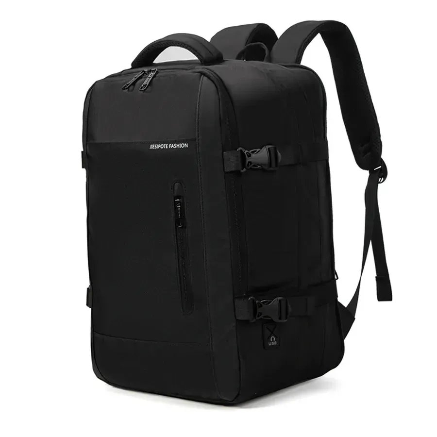 Mochila sem gênero, impermeável, reforçada, com capacidade ampliada de 30-42L, adequada para portátil, viagens diárias, cor preta