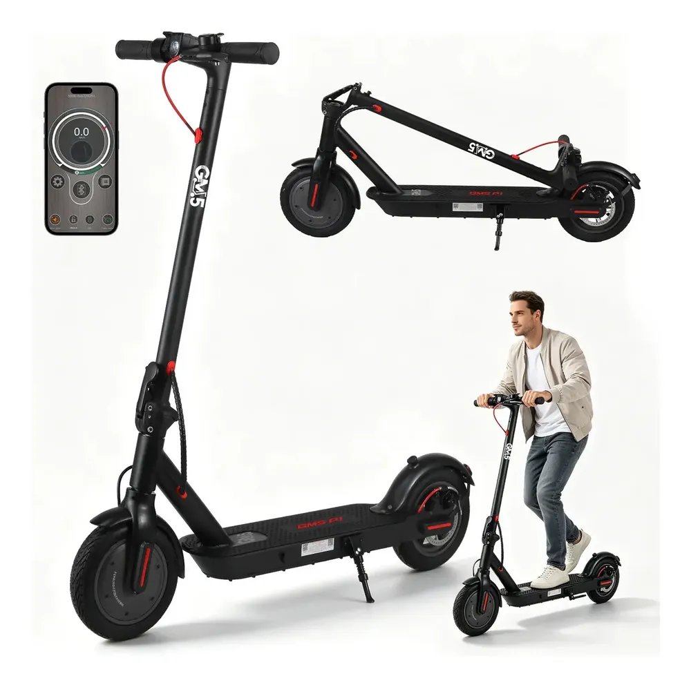 Patinete Elétrico GM5 P1 Preto Dobrável com Bluetooth, 25 Km/h e Autonomia de 22 Km