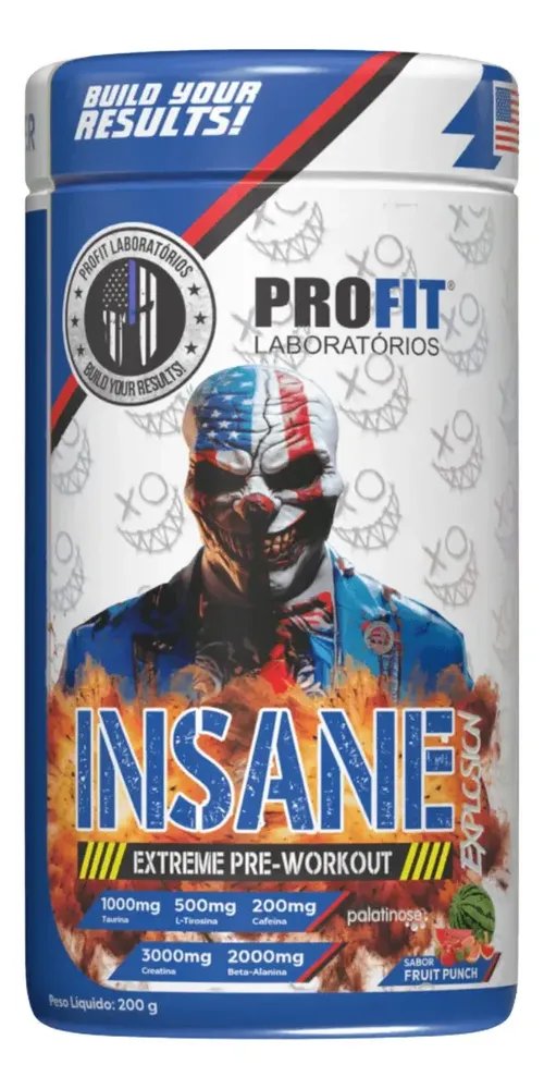 Pré Treino Insane Explosion ProFit Laboratórios Ponche de Frutas 200g