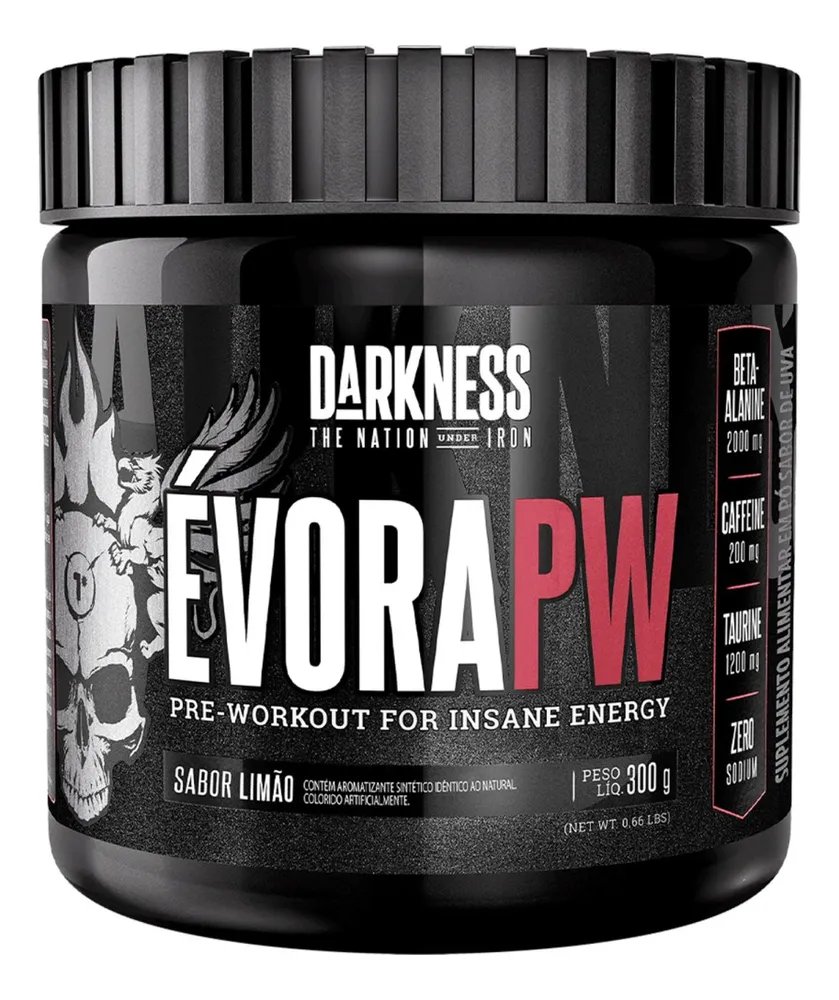 Suplemento em pó Darkness Pré Treino Alanina Évora PW sabor Limão x 300g