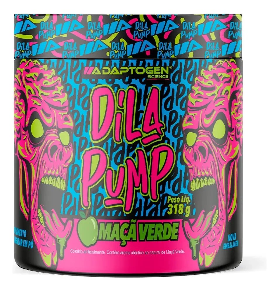 Suplemento Em Pó Dila Pump Pre Treino Sem Cafeína Adaptogen Science Pote De 318g Sabor Maçã verde