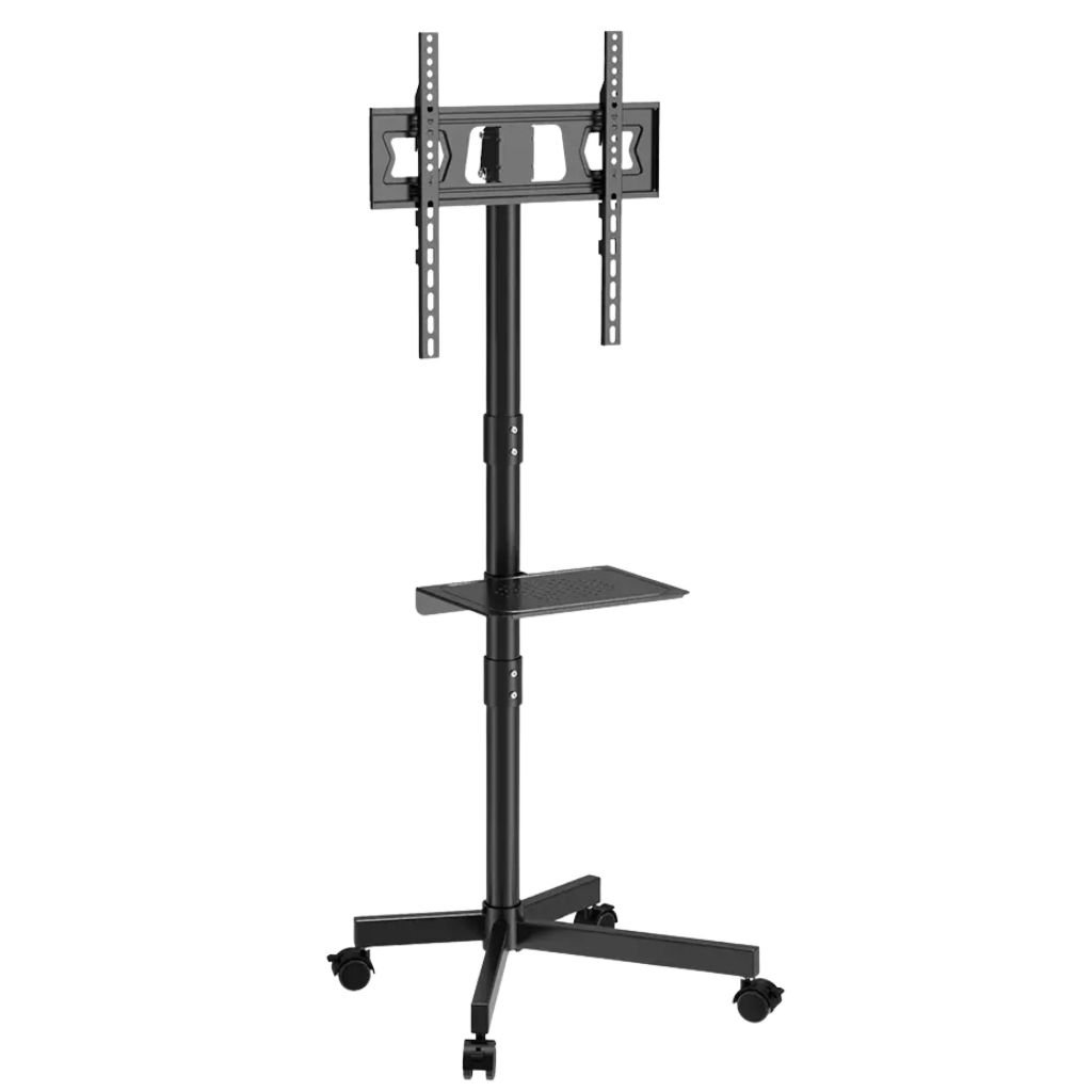 Suporte de TV de Chão Pedestal Ajustável Universal 23 a 60 Pol Rodízios Estável Altura Regulável