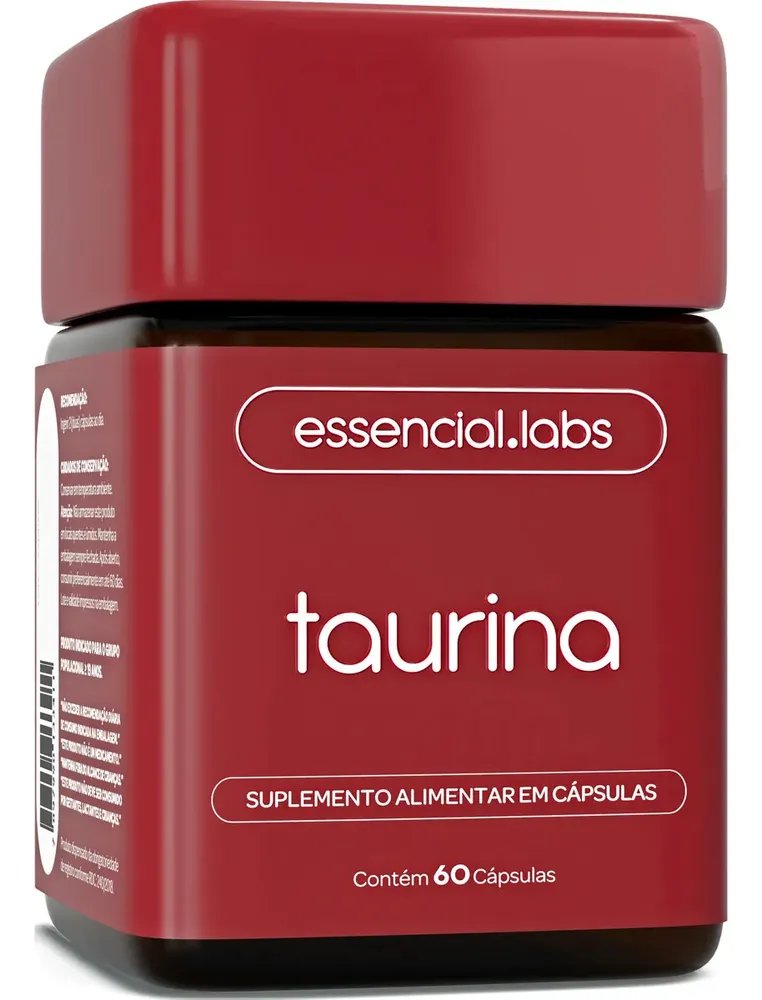 TAURINA com 1000mg por Dose - Fórmula Exclusiva com Máxima Concentração e Absorção - 60 Cápsulas