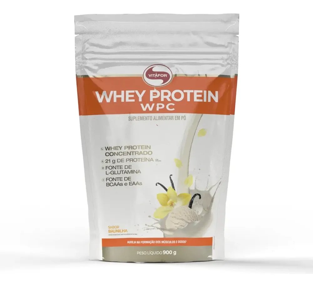 Whey Protein Baunilha 100% Whey Concentrado 900g Vitafor