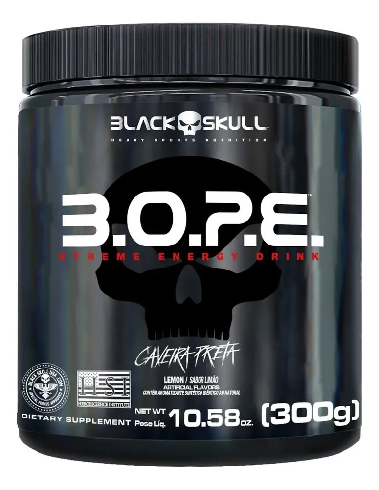 Whey protein Black Skull Pré Treino B.O.P.E. Sabor Limão em pó x 300g