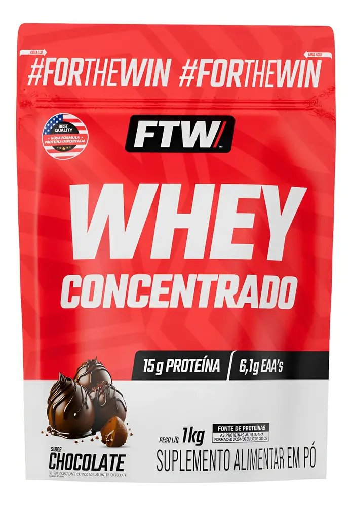 Whey Protein Concentrado 1kg Sabor Chocolate - Ftw