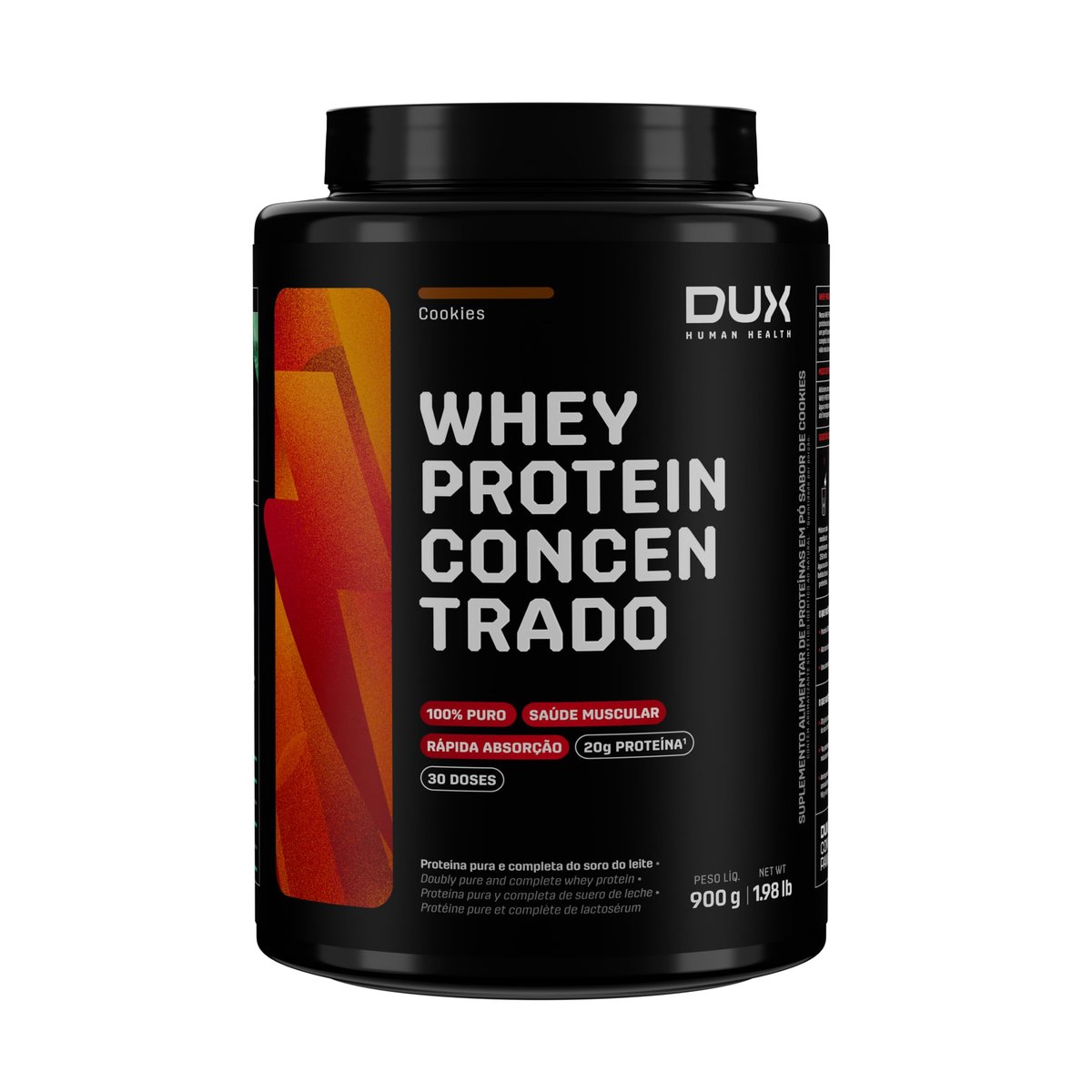 Whey Protein Concentrado Cookies Pote 900g – Contribui para o Ganho Muscular Hipertrofia – Dux Human Health