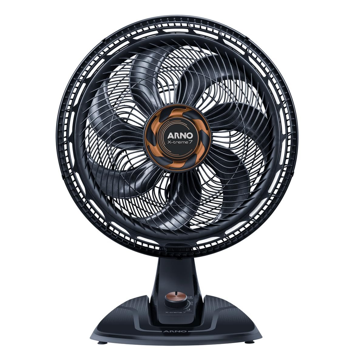 Ventilador de Mesa Arno X-TREME 7 Cinza 40cm VE71, 150W, 7 Pás, 3 Velocidades, Oscilação 80º, Power Zone, Modo Noturno Silencioso, 110V