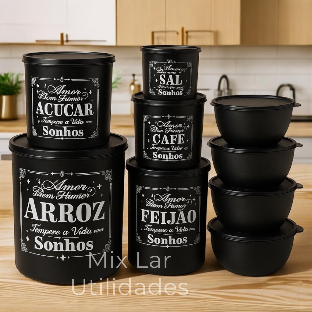 Kit de mantimentos com 9 Peças para porta condimentos