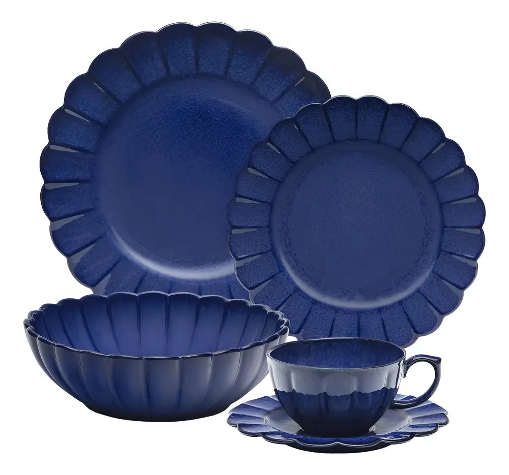 Aparelho De Jantar 20pç Amor Perfeito Flora Oxford Porcelana