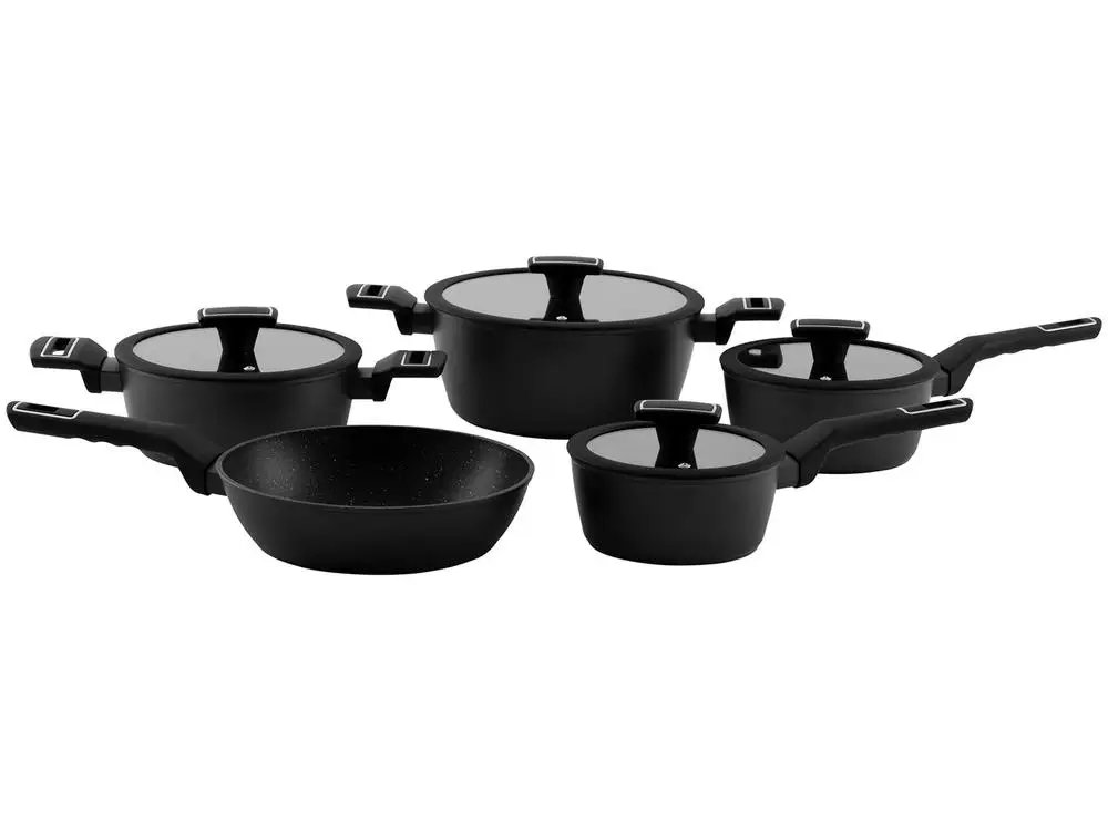 Jogo de Panelas Brinox Revestimento Cerâmico de Alumínio Preto 5 Peças Carbon Ceramic Life - AliExpress 15