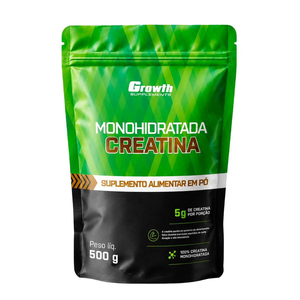 Growth Supplements - Creatina 500g Pouch Treino Musculação Dieta Alta Performance - Growth Supplements