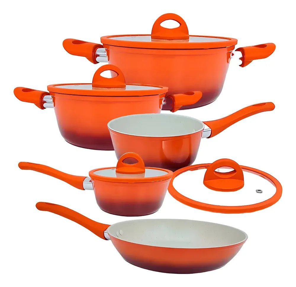 Conjunto Panelas Indução 5 Peças Miami Vermelho Casambiente
