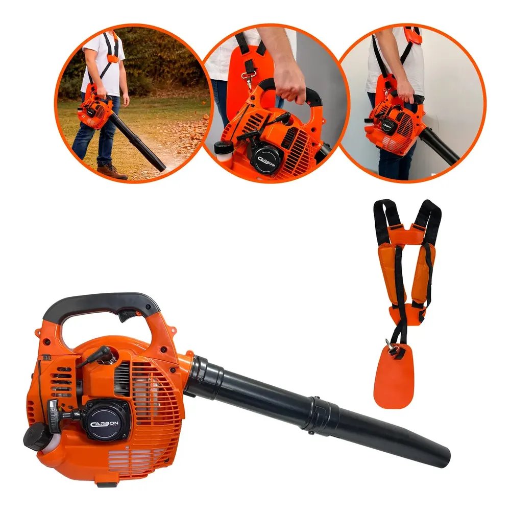 Soprador Folhas Lateral Profissional + Cinto Duplo Laranja