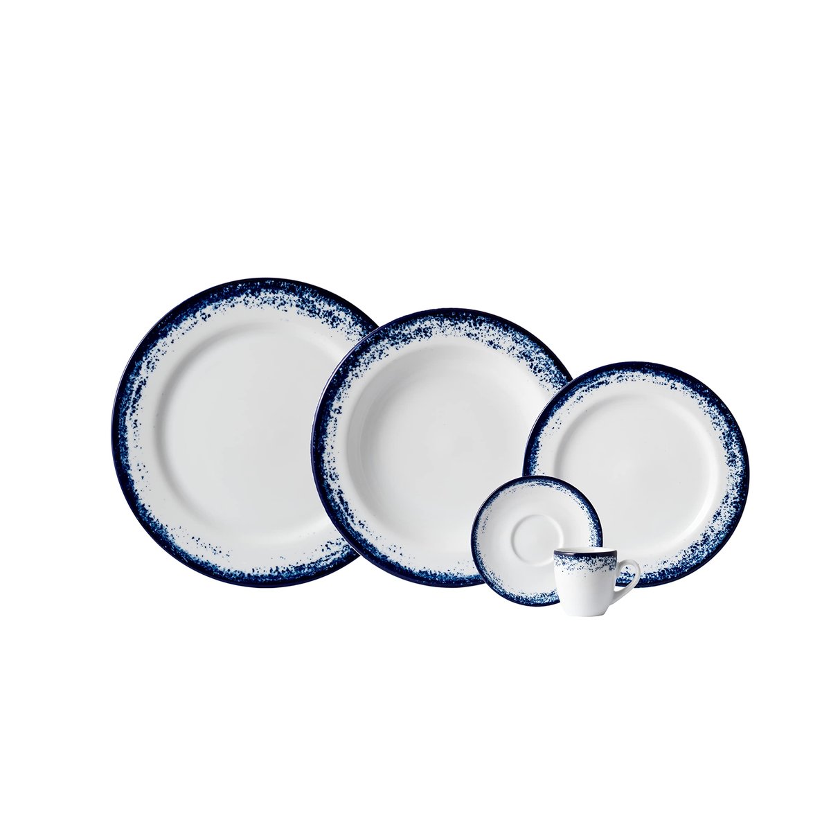 Serviço de Jantar e Café 30 Peças em Porcelana, Decoração Névoa Azul, Porcelana Schmidt