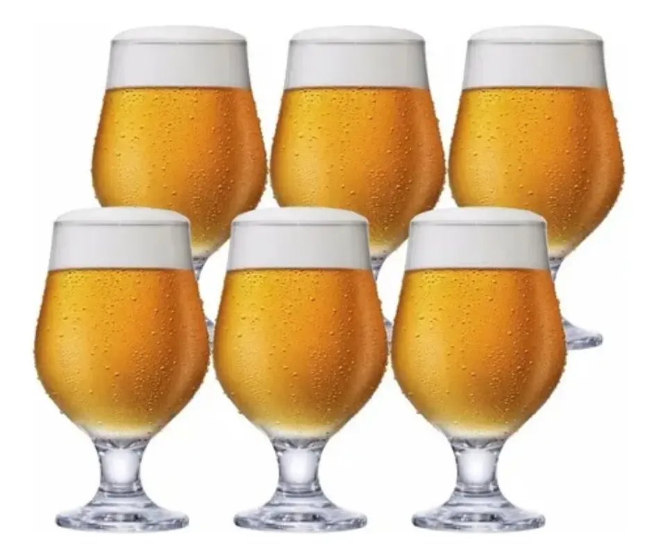 Jogo 6 Taças Cerveja Vidro Cristalino 400ml M&K Home - Bares e Restaurantes