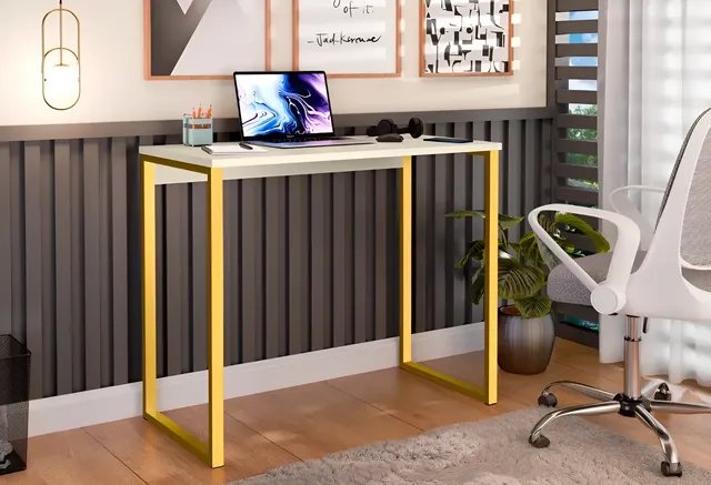 Escrivaninha Industrial Mesa Estudo Aparador Office Aço Mdf