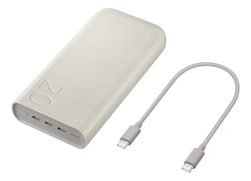 Carregador Power Bank sem fio Samsung | Potência de 45 W | 20.000 mAh | Cor bege | Carregamento super rápido 2.0
