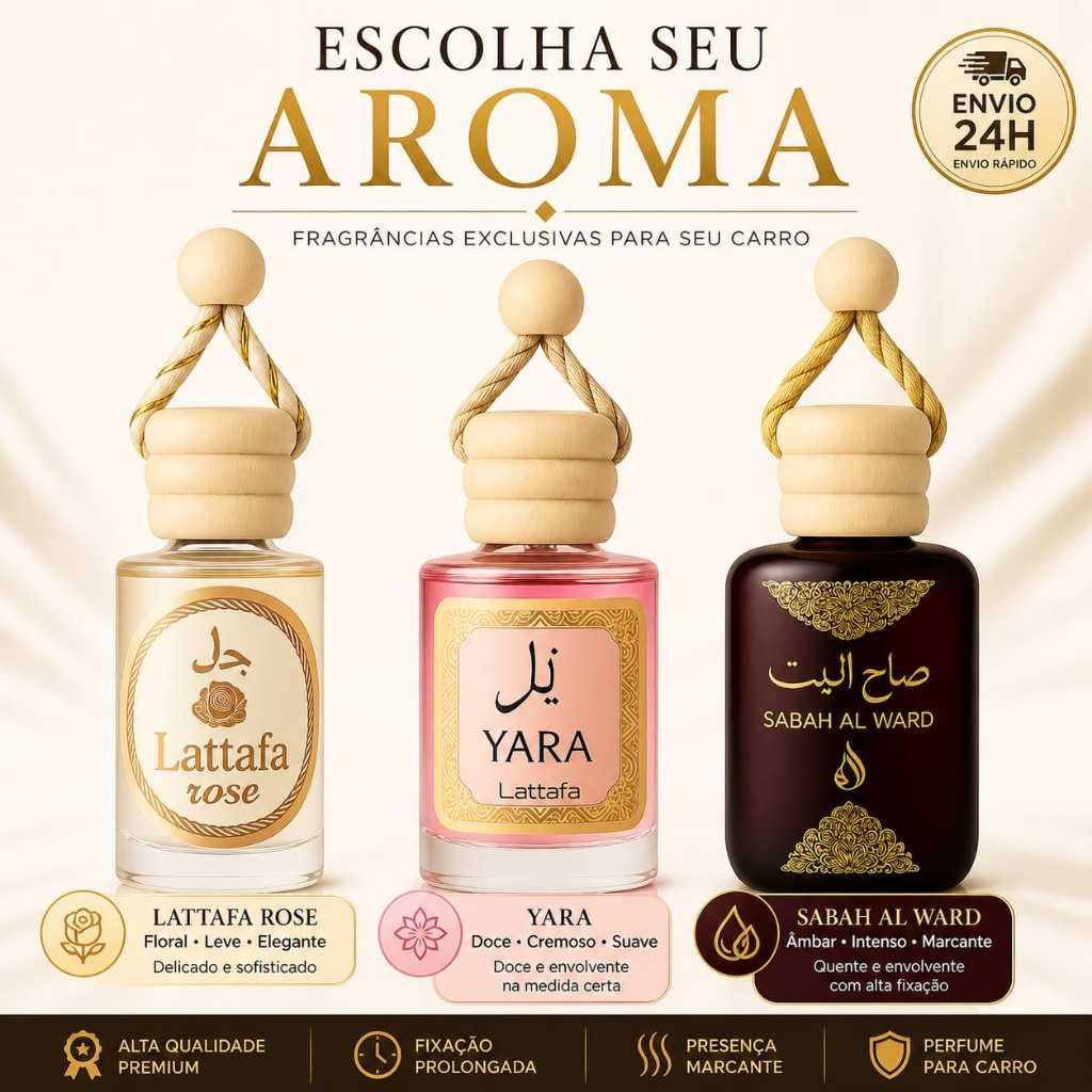 Cheirinho Árabe 10ml para Carro – Aromatizante Automotivo de Pendurar | Escolha sua Fragrância