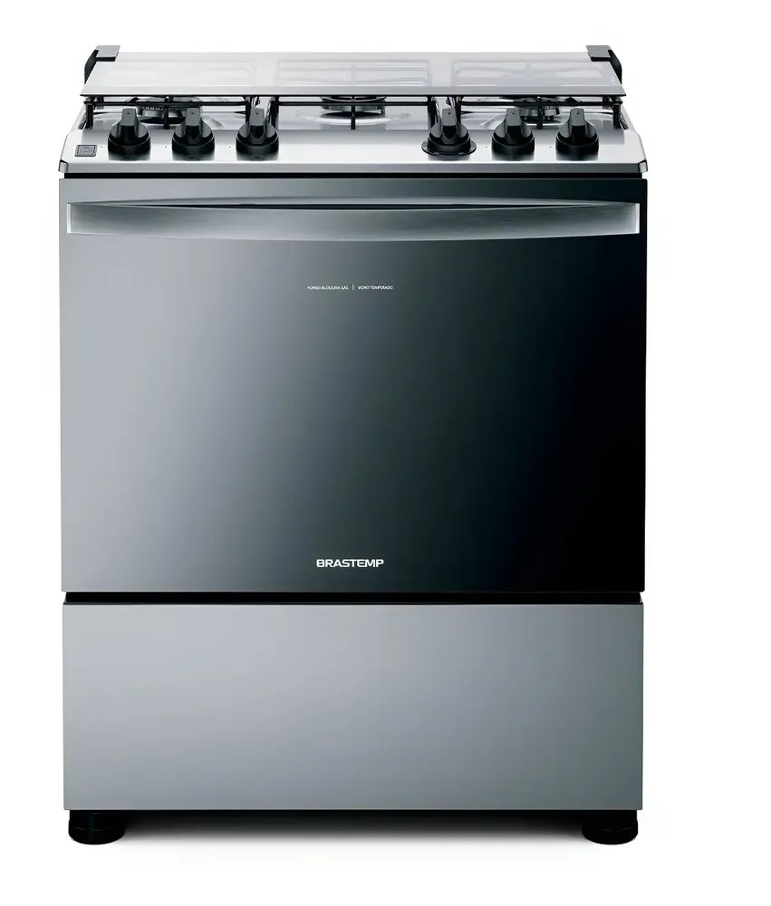 Fogão Brastemp BFS5NCR 5 Bocas Cor Inox Tipo de conexão Gás engarrafado