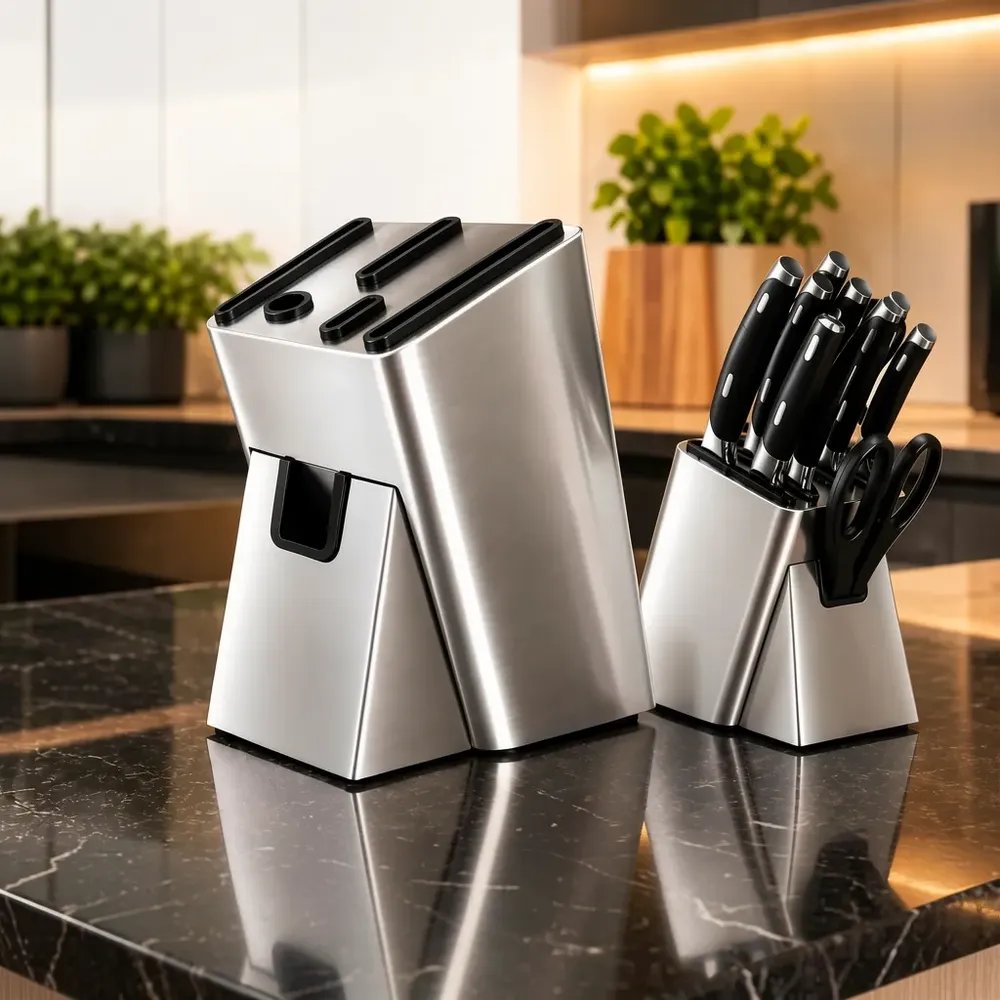 Porta Facas Inox 6 Compartimentos Faqueiro Organizador Facas Inox