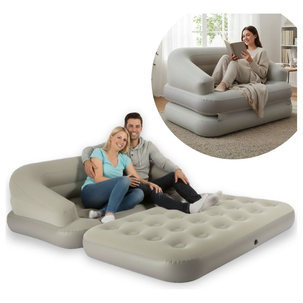 Sofá Cama Inflável 2 Lugares Para Camping Casa E Praia Suporta Até 160Kg Conforto E Praticidade