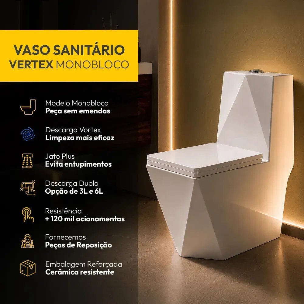 Vaso Sanitário Monobloco Vertex Completo Com Caixa Acoplada Privada Cerâmica Branca Cod: Alut020030 Alut By Avant