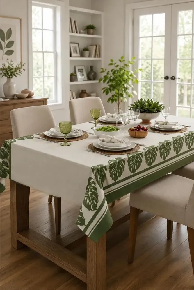 Toalha De Mesa 6 Lugares Retangular Rústica Luxo 1,40x2,10m Costela De Adão