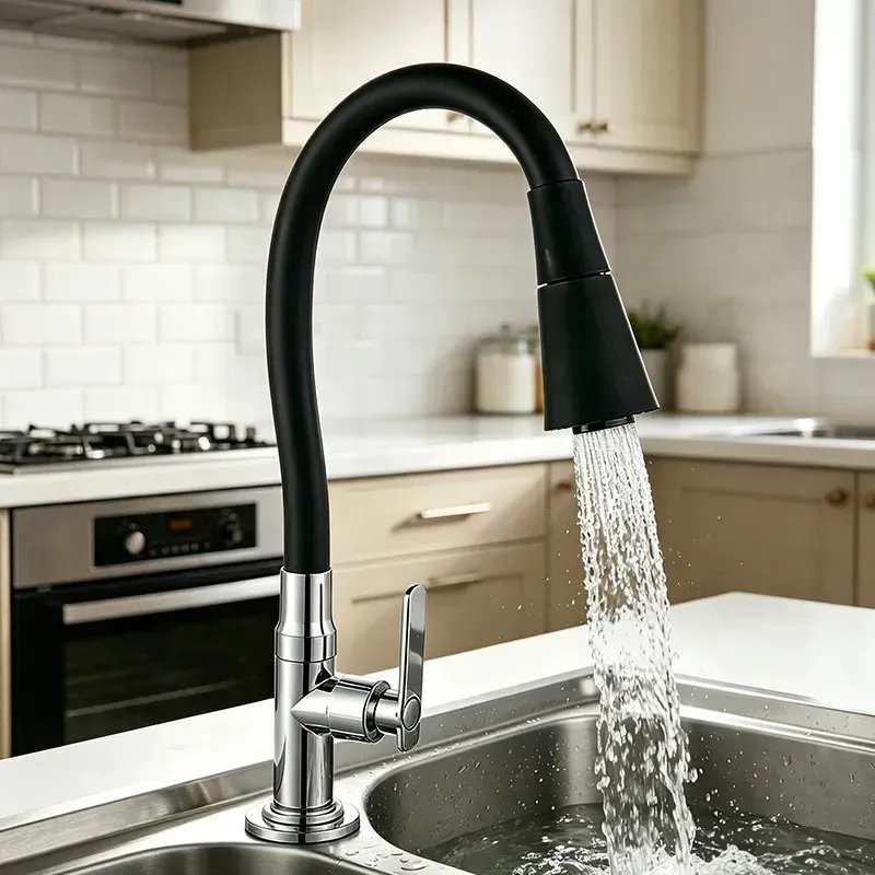 Torneira Gourmet Luxo Flexível Cozinha Dreamway Bancada 2 Jatos Pia Monocomando Torneira Flexível Gourmet 360°