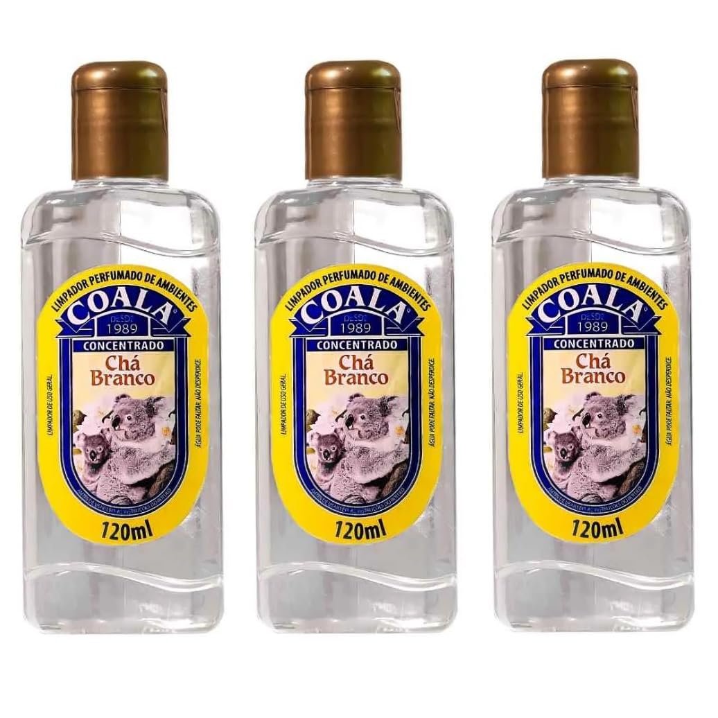 Kit 3 Limpador Perfumado de Ambiente 120ml Coala Cha Branco
