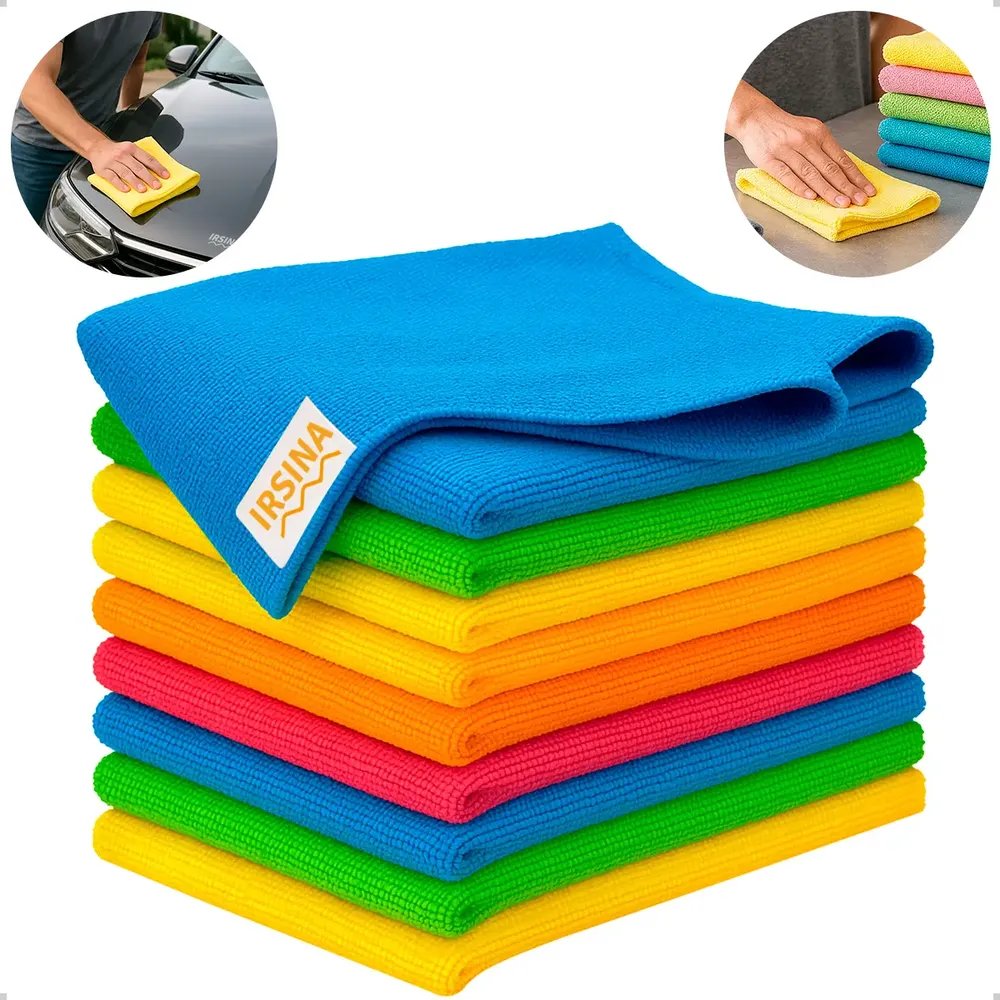 Kit 10 Pano Microfibra Flanela Limpeza Geral Multiuso Alta Absorção Sem Fiapos Irsina