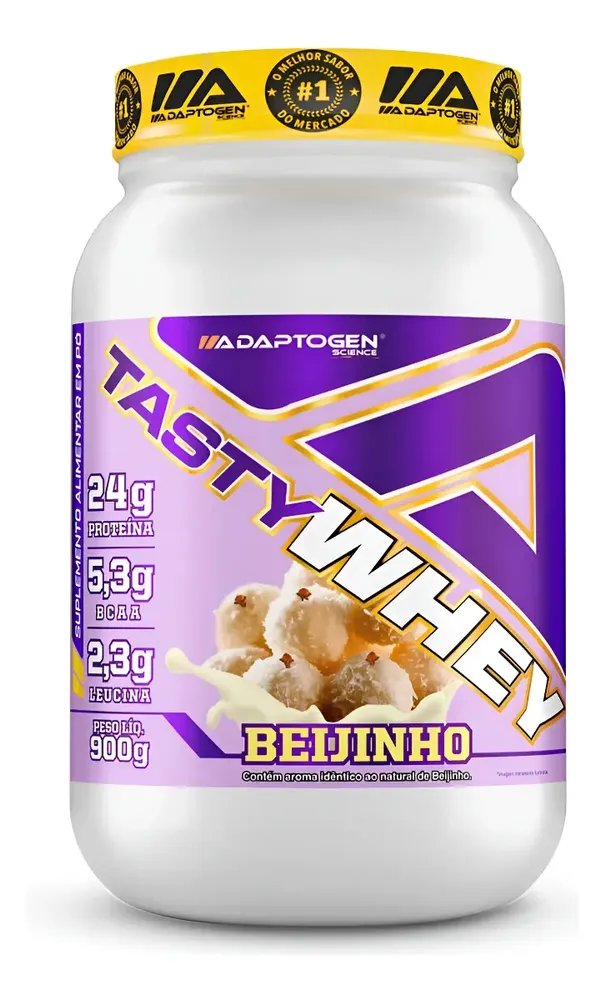 🔥Suplemento Tasty Whey 3w Gourmet - Adaptogen Science 900g, Beijinho