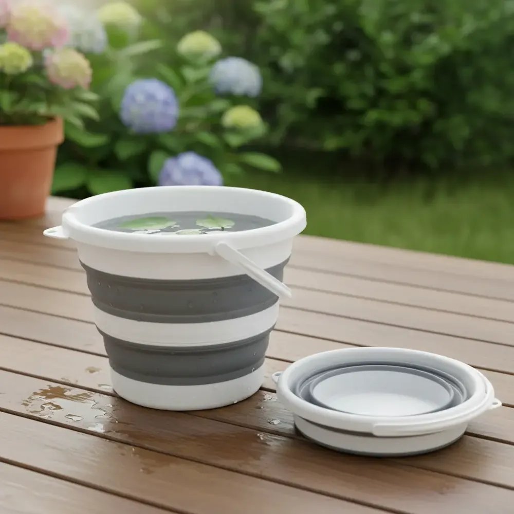 Balde Dobrável Retrátil 10 Litros Silicone Dobra Grande Cores Sortidas Lavanderia Casa Recipiente