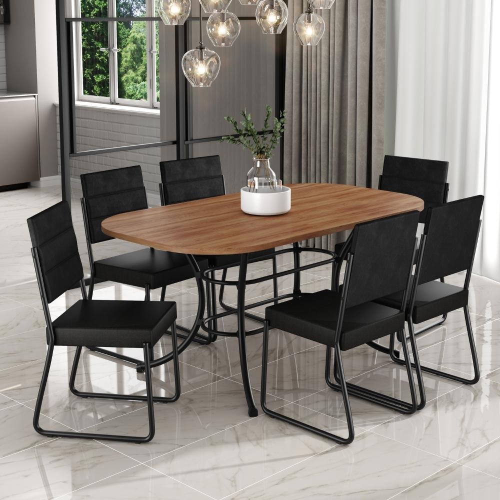 Conjunto Sala de Jantar com Mesa e 6 Cadeiras Fênix Carraro